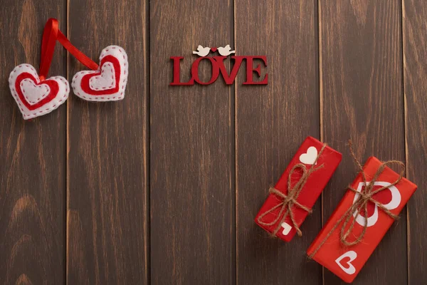 Texture Legno Cuori Giorno San Valentino — Foto Stock