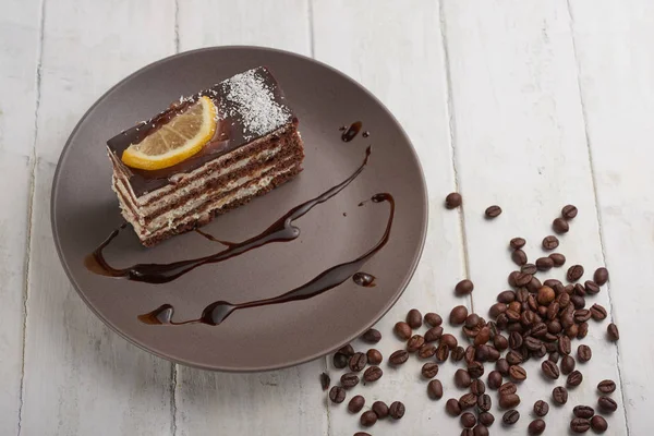 Lemez Csokoládé Citrom Csokoládé Torta — Stock Fotó
