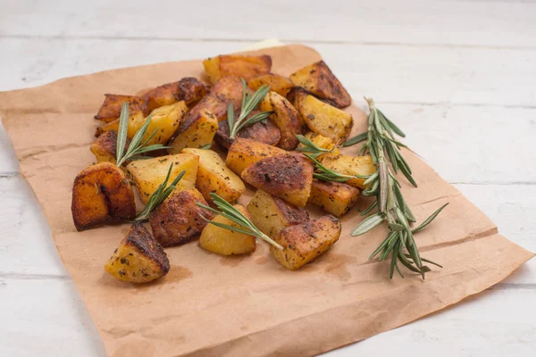 Potatoes Baked Spices Rosemary Paper — Stock Photo, Image