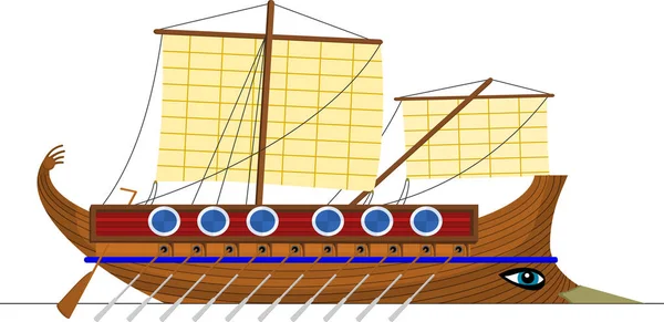 Ελληνικό Αρχαίο Πλοίο Λευκό Φόντο — Διανυσματικό Αρχείο
