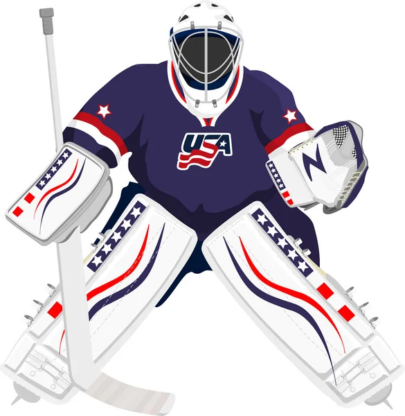 Gardien Hockey Américain Robe Bleue — Image vectorielle