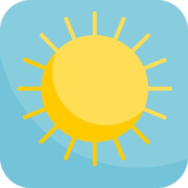 Güneşli Hava, Mavi Arkaplan ile Basit Simge