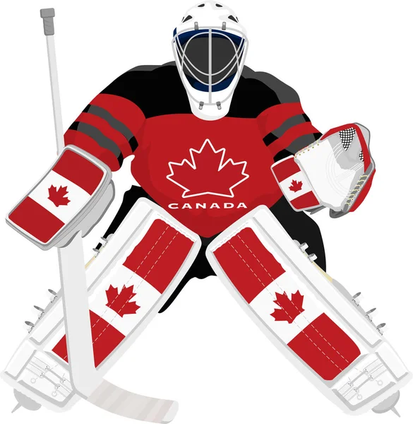 Kanada Hokej Bramkarz Czerwonej Sukience Białym Tle — Wektor stockowy
