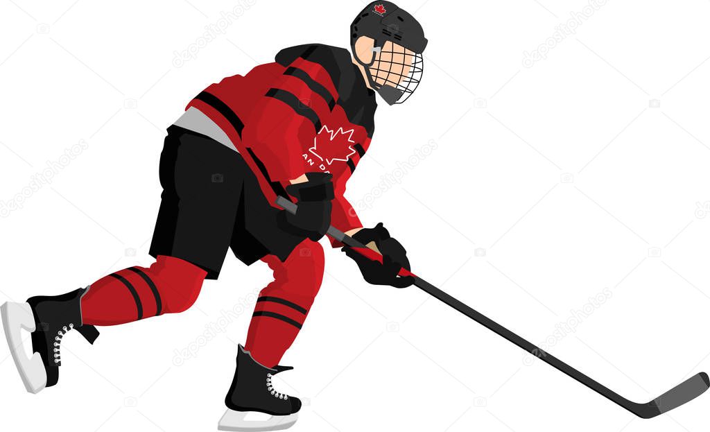 Canada Hockey Player In Red Dress On White Background