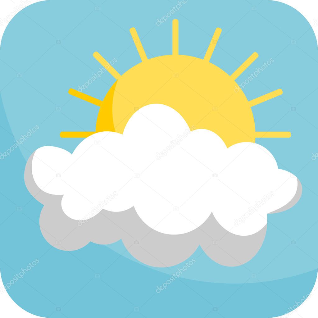 Partly Cloudy, Simple Icon With Blue Background