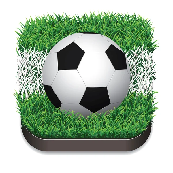 Fußball / Fußball auf Rasen mit weißer Linie. Sportikone. — Stockvektor