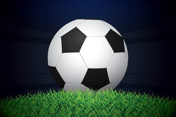 Football / Soccer Ball On Grass On Stadium. Vector Illustration. Sports Background. — Stockový vektor