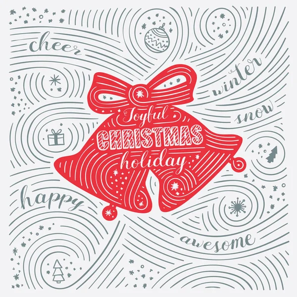 Zimowe karty. Napis - radosnych świąt. Nowy rok / Christmas Design. Odręcznie wirowa wzór. Ilustracja wektorowa. — Wektor stockowy