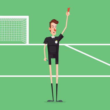 Futbol / futbol hakemi gösterilen kırmızı kart oyun sahasında.