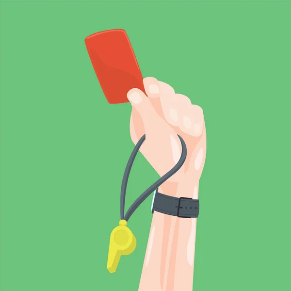 Futbol / futbol hakem el kırmızı kart ve düdük.