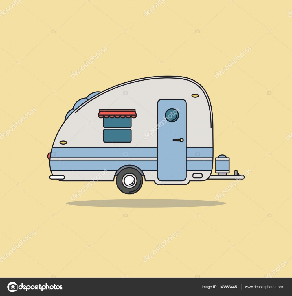 빈티지 캠핑 자동차입니다. 나머지 캐 러 밴입니다. 벡터 일러스트 레이 션. 스톡 벡터 - ©Nychytalyuk 143683445, image size:1600x1624