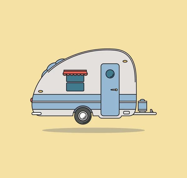 Carro de campismo vintage. Caravana para Descanso. Ilustração vetorial . — Vetor de Stock