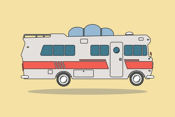 Eski model kamp araba / otobüs bütün aile için. Vektör çizim.