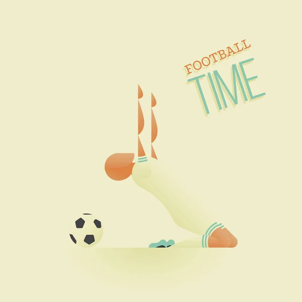 Ποδόσφαιρο / Ποδοσφαιρική αφίσα σε επίπεδο στυλ. Ένας ποδοσφαιριστής γιορτάζει ένα γονατιστό γκολ. — Διανυσματικό Αρχείο