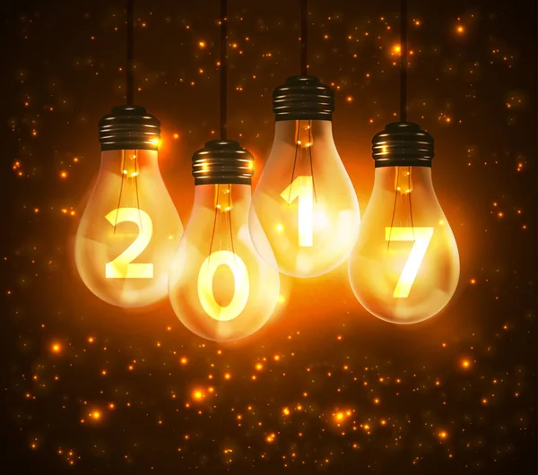 Yeni yıl 2017 numaraları lambalar yazılı metinlerde