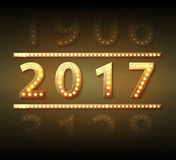 Il simbolo del nuovo anno 2017 con lampadine — Vettoriale Stock