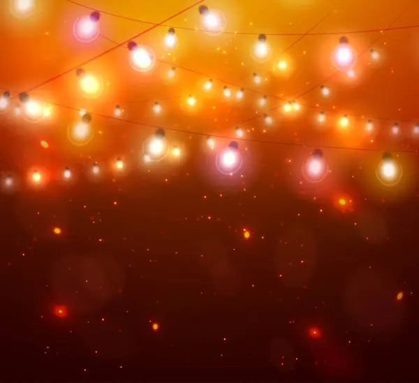 Luces de colores brillantes anaranjado de Navidad. — Vector de stock