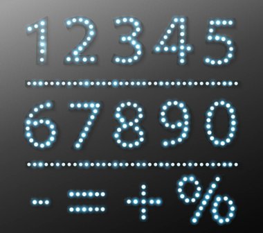 Yuvarlak ışık ampul lambalar ile mavi numarası