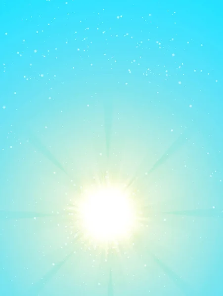Blauer Himmel und Sonne. Realistisches Blur-Design mit geplatzten Strahlen. Abstrakter Hintergrund. — Stockvektor