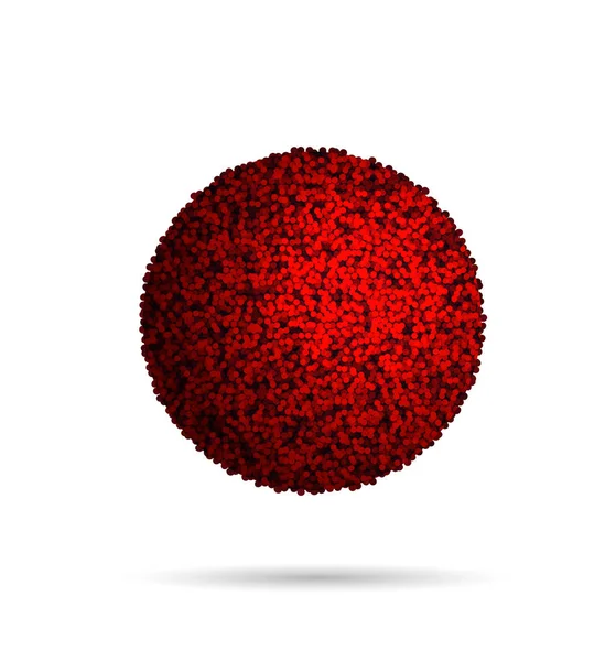 白で隔離赤い毛皮ボール — ストックベクタ