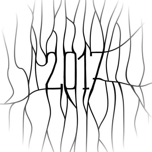 Happy new year 2017 Line Art Design Background — Stock Vector