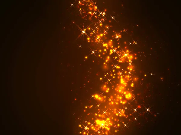 Resumen Navidad naranja brillante fondo con estrellas y Bokeh — Vector de stock