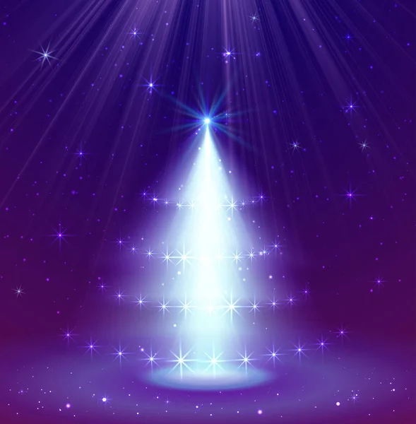 Shining kerstboom. Vectorillustratie — Stockvector