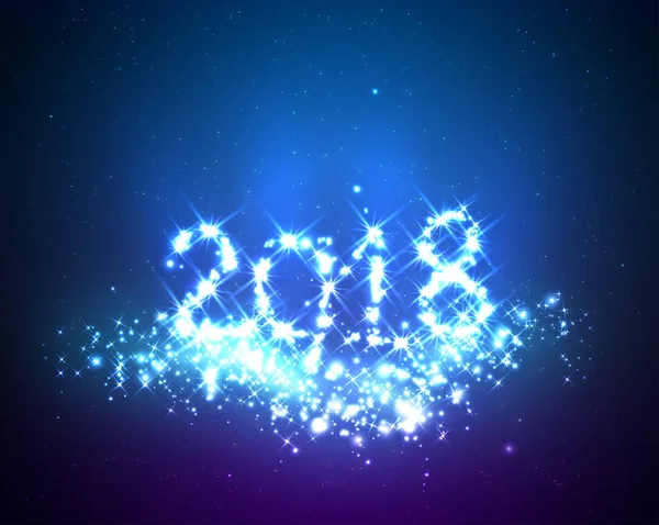 Feliz año nuevo saludo fondo con brillo y luces — Vector de stock