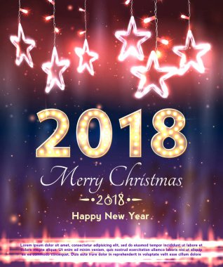 Mutlu yeni yıl tebrik Parlatıcı ve ışıklar arka plan