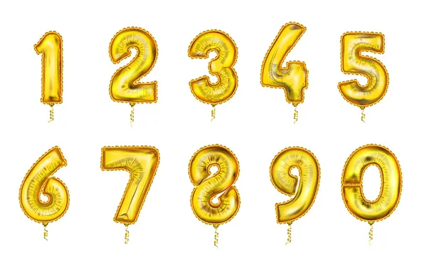 Os números de balão realista definir cor dourada Ilustrações De Stock Royalty-Free