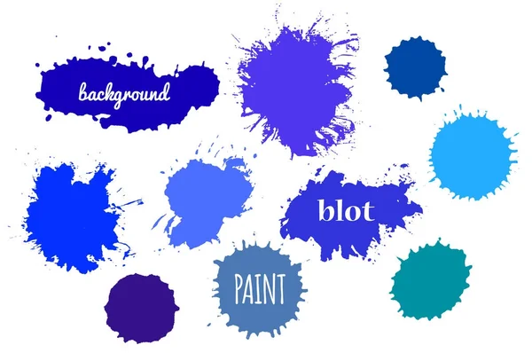 Blauwe verf Splash. Vector set van penseelstreken te wijzigen — Stockvector