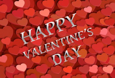 Tebrik kartı mutlu Sevgililer günü için kırmızı kalp simgesi