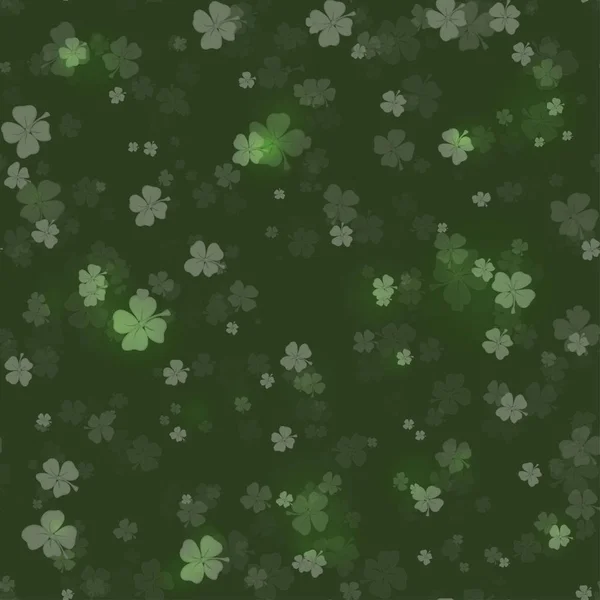 Shine Shamrocks on black background Seamless. Vector — Stock Vector