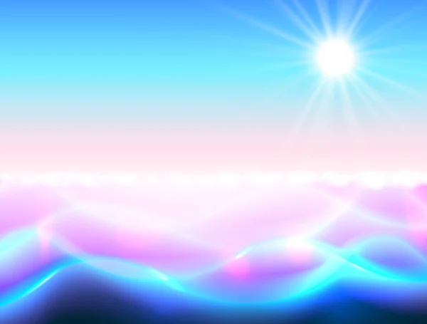 Soleil et eau paradis fond, ondulation Magic Shine. — Image vectorielle