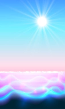 Güneş ve su cennet arka plan, sihirli dalgalanma Parlatıcı.