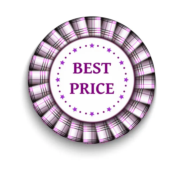 Różowe światło Tartan Najlepsza cena odznaka z wstążki na białe tło — Wektor stockowy