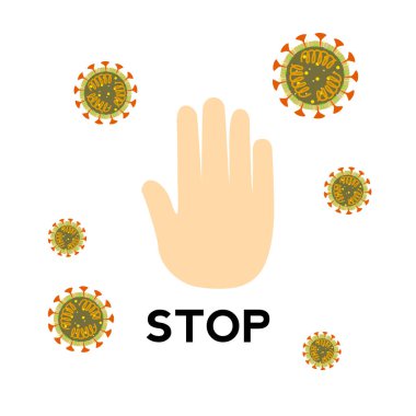 Coronavirus 2019-nKov 'un yayılmasını engellemek için hızlı ve metin. Mikroskop altında basit görüntü virüsü.