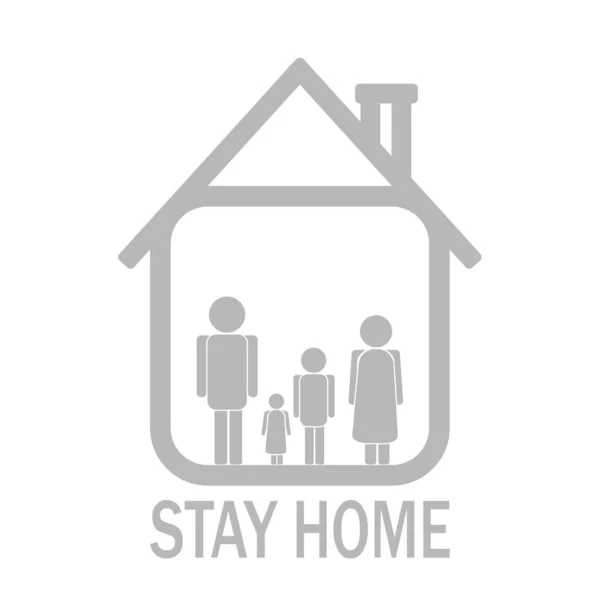 Mantén la calma y quédate en casa con la familia. Período de aislamiento protección covid19 . — Vector de stock