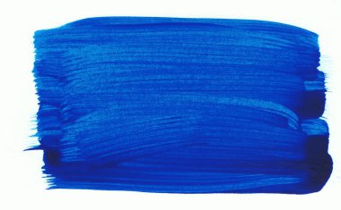 Bir beyaz kağıt üzerinde bir mavi boya kurulamak. Sanatsal öğe.