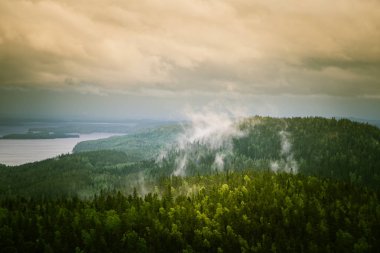Göl ve orman Koli Milli Parkı zirveleri üzerinden güzel bir Panoraması