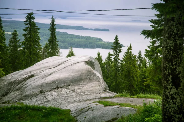 Piękna panorama jeziora i lasu z Koli National park szczyty — Zdjęcie stockowe