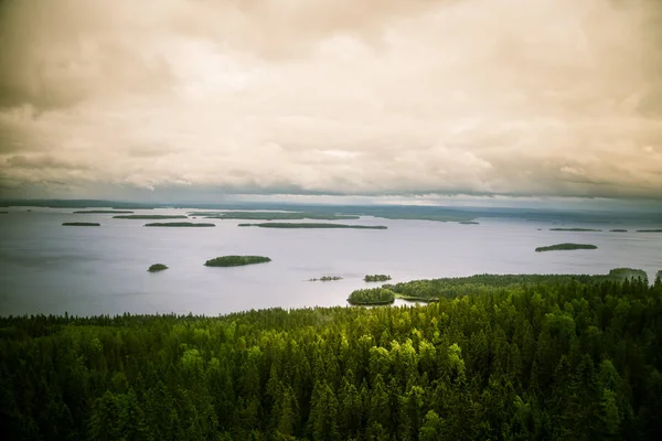 Piękna panorama jeziora i lasu z Koli National park szczyty — Zdjęcie stockowe