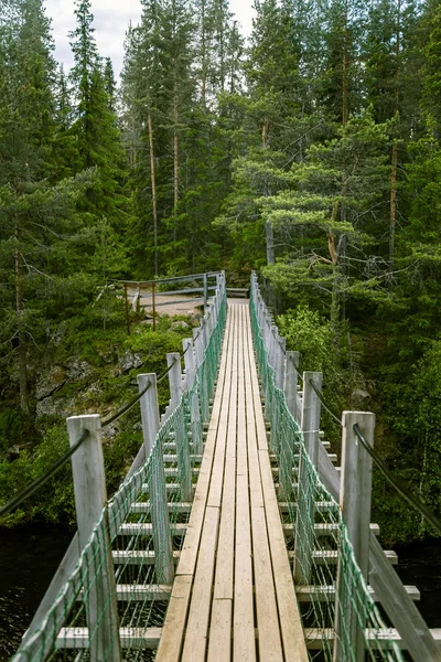 在芬兰森林的美丽吊桥 — 图库照片