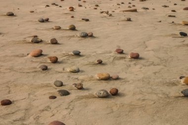 Kum renkli bir çakıl ile güzel plaj