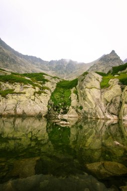 Güzel dağ göl manzara Tatry, Slovakya