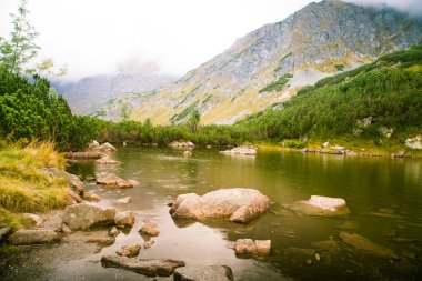 Güzel dağ göl manzara Tatry, Slovakya