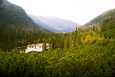 Güzel dağ göl manzara Tatry, Slovakya