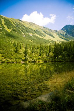 Güzel dağ göl manzara Tatry, Slovakya