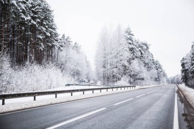 Güzel kış manzara gri, Kuzey Avrupa'da gün bulutlu