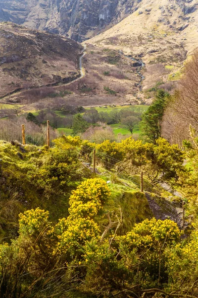 Piękne góry irlandzki krajobraz wiosną. Gleninchaquin park w Irlandii. — Zdjęcie stockowe